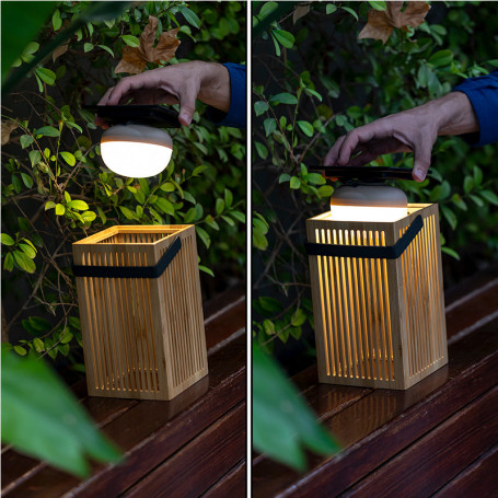 New Garden IP54 Lampe solaire portable à LED en bois d'Okinawa